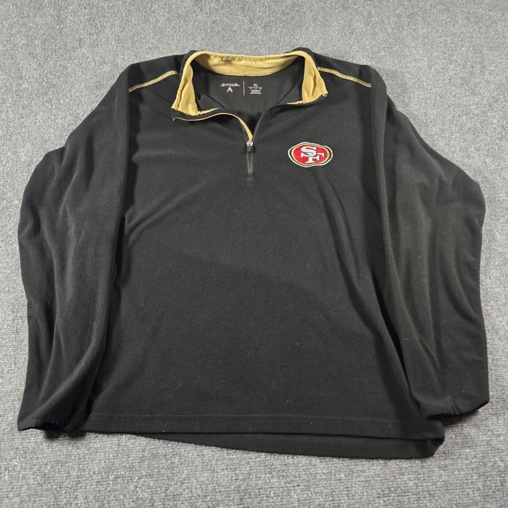 Antigua San Francisco 49ers XL Quarter Zip Pullover Black Gold NFL Jacket